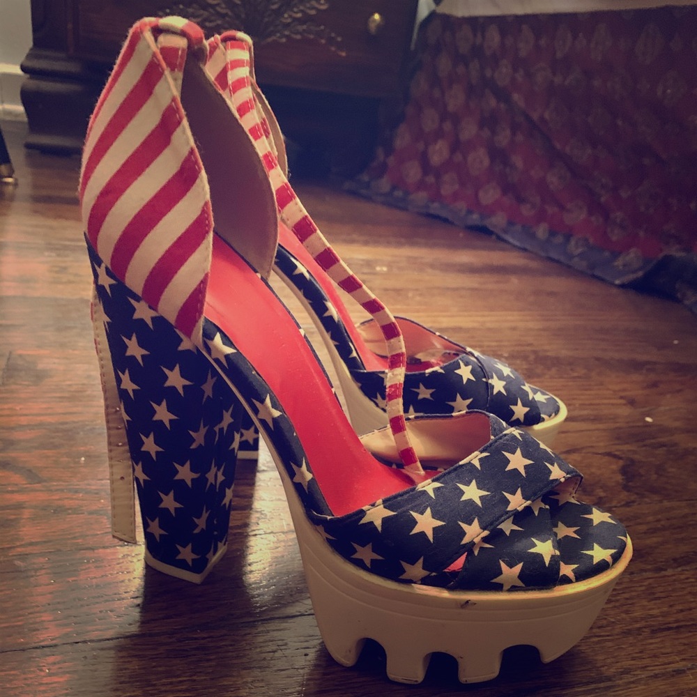 American flag platform shoes